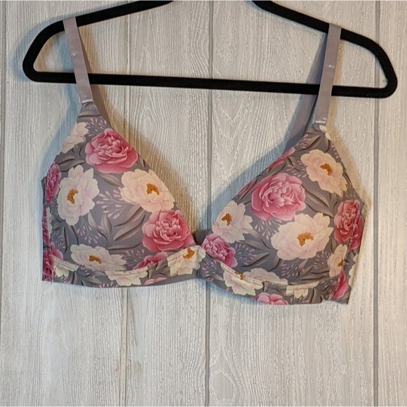 Catherine Malandrino Floral Plunge Floral Padded Bra Back Clasp EUC SZ 42D - Picture 3 of 5